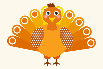 Thanksgiving day.Happy Turkey.Cute cartoon character illustration.