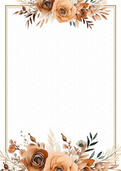 Brown and beige modern wreath background invitation frame with flora and flower