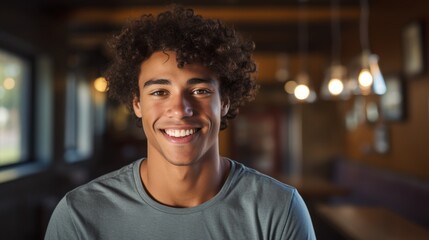 Young man smiling with clean teeth.