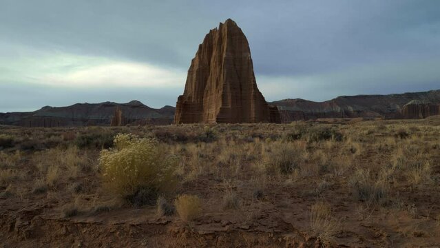 Large Desert Rock Structure - Wide, Still Shot