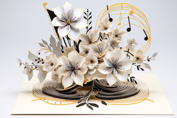Fototapeta na wymiar Elegant three-dimensional floral greeting card, design concept for celebrating special events