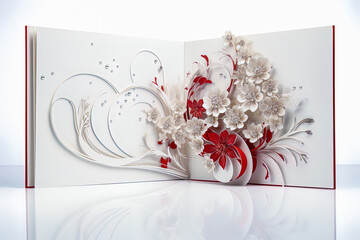 Elegant three-dimensional floral greeting card, design concept for celebrating special events
