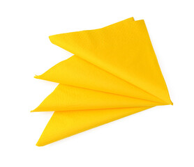 Yellow paper napkins on white background studio shot