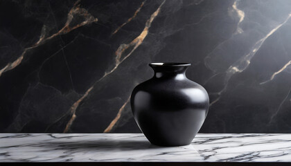 Understated Luxury: Ceramic Vase on Black Marble