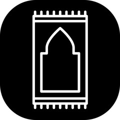 Praying mat fashion muslim icon with black filled line outline style. religion, carpet, prayer, muslim, islamic, arabic, design. Vector Illustration