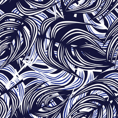 Blue Tropical Leaf Seamless Pattern Design