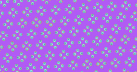 Image of rows of pattern moving on purple background