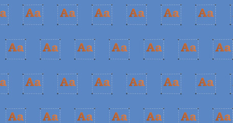 Image of rows of a letter pattern moving on blue background