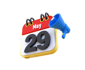 29th Day May Calendar 3D 