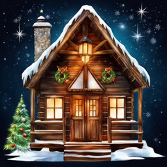 Weihnachtsurlaub in einer Hütte, gen ai