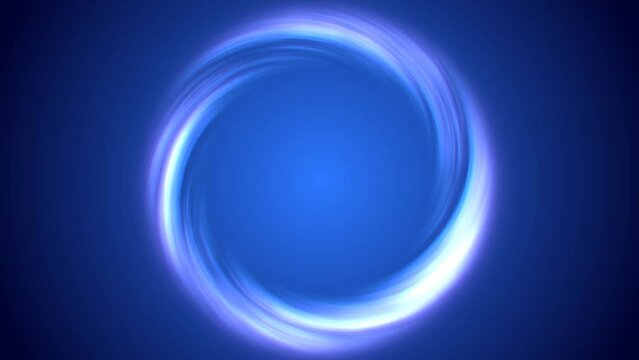 On a dark blue gradient background, a glowing ring of blue purple color rotates with free space inside. Animation for vertical and horizontal use.