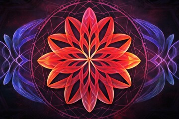 Flower of life with feather - banner / background. Generative AI