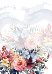 Colorful colourful wreath background invitation template with flora and flower