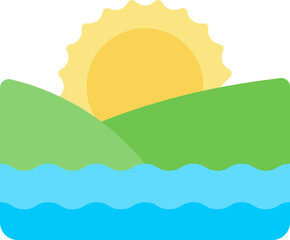 Vector Icon Sunset, Sunrise, Nature, Sun, Landscape, Summer
