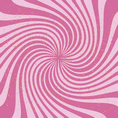 Swirl pink radial background. Swirl and spiral background with sparkles. Candy colored wallpaper with sunburst. Colorful rotating lines for template, banner, poster, flyer. Vector