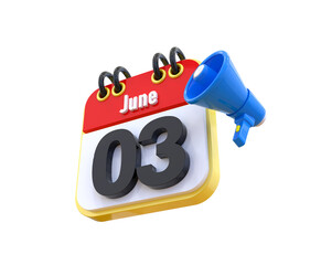 3th Day June Calendar 3D 