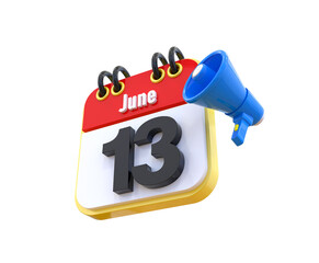 13th Day June Calendar 3D 