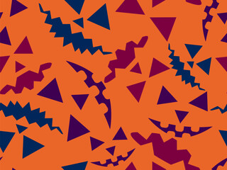 Obraz premium Halloween seamless pattern with scary faces. Colorful pumpkin faces carved for Halloween. Happy Halloween October 31st, Jack-O-Lantern. Design for wallpapers, banners and posters. Vector illustration