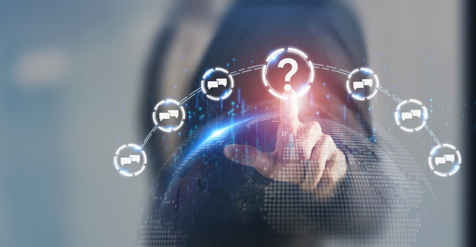 Digital chatting artificial intelligence chatbot. Chatbot, robot application, conversation assistant concept. AI services, Robot application, global connecting. Human feedback learning technology.