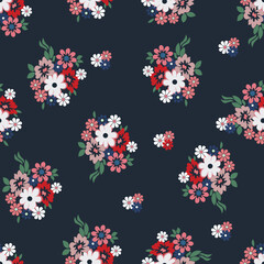 seamless vector flower bunch design pattern on background