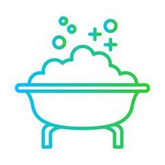 Baby bathtub hygiene icon with blue and green gradient outline style. child, baby, bathroom, care, bathtub, bath, kid. Vector Illustration