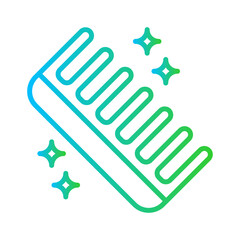 Comb hygiene icon with blue and green gradient outline style. comb, care, design, beauty, hair, isolated, white. Vector Illustration