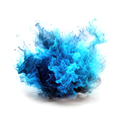 Blue fire isolated on white background with soft shadows on the ground 