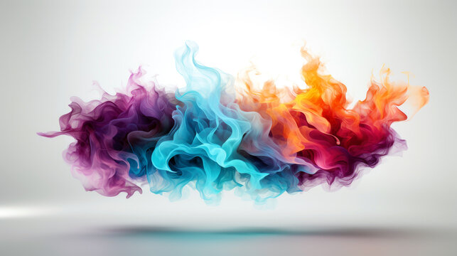 Colorful smoke cloud flying over white background © evannovostro