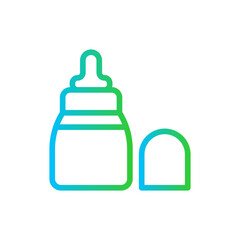 Obraz premium Kids bottle hygiene icon with blue and green gradient outline style. bottle, water, drink, child, kid, lifestyle, boy. Vector Illustration