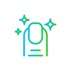 Nail hygiene hygiene icon with blue and green gradient outline style. hygiene, manicure, finger, care, nail, beauty, polish. Vector Illustration