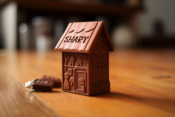 Obraz na płótnie Canvas Happy Shavuot holiday Home made milk chocolate for valentines day gift or another holiday