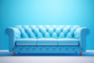 Picture of blue couch placed against blue wall. This image can be used to showcase interior design or to illustrate concepts of color coordination in home decor.