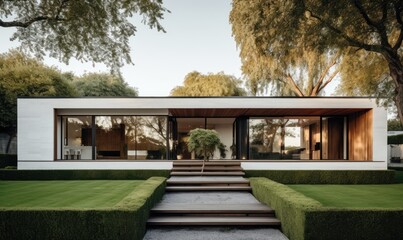 Photo of a contemporary house with elegant entryway staircase