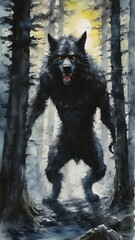 Big werewolf in the forest