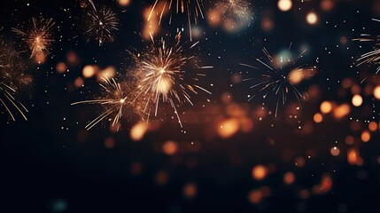 Fototapeta na wymiar Beautiful fireworks sparkled on the night sky AI Generative