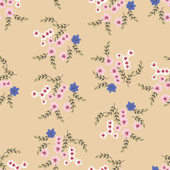 seamless small vector flower design patter on background