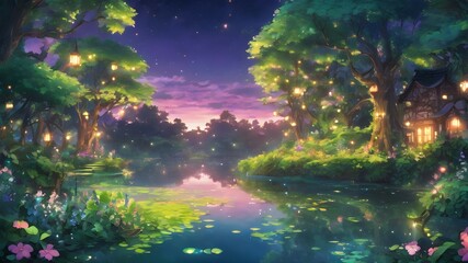 Fototapeta na wymiar sky with stars and night landscape tree 