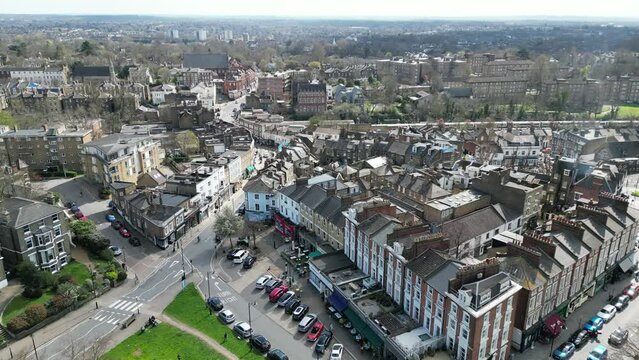 Houses on edge of Blackheath Southeast London drone,aerial