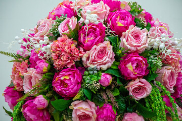 Flowers wall background, Wedding decoration, hand made Beautiful flower wall background