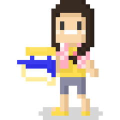 Pixel art asian songkran character 3