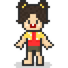 Fototapeta premium Pixel art asian girl songkran character 2