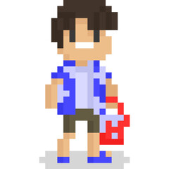 Pixel art asian songkran character 
