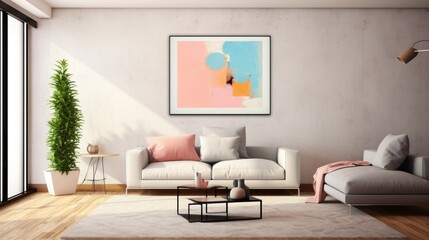 Fototapeta na wymiar high quality 23 frame in a living room minimalist style.Generative AI