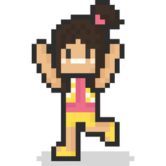 Pixel art asian girl songkran character