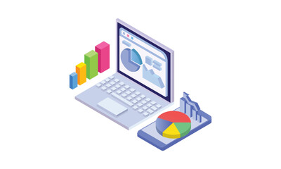 Big data concepts.on white background.3D design.isometric vector design Illustration.