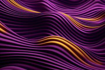 Abstract background with wavy line pattern, 3d, purple and golden ,
