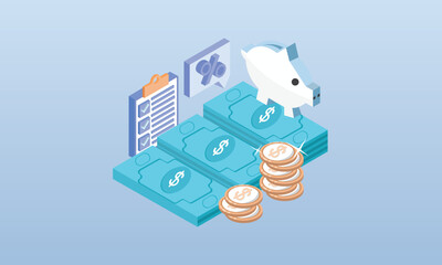 Economy Partner Business.on blue background.3D design.isometric vector design Illustration.