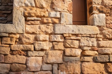 Corner of stone brick wall of building