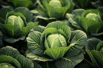 Obraz premium Green cabbage growing in garden