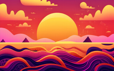 Naklejka premium Colorful ribby contrast bright abstract futuristic cartoon background wallpaper lines shapes ai generative